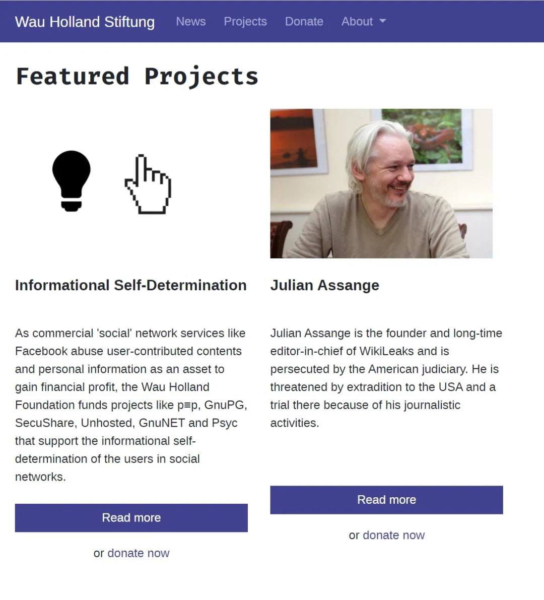 (Wau Holland Foundation 官網上醒目的展示著兩 …